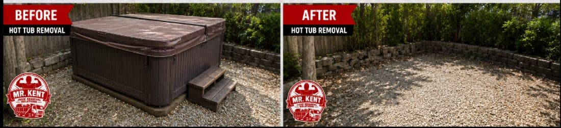 Hot Tub Removal — before and after by Mr. Kent Junk Removal Solutions